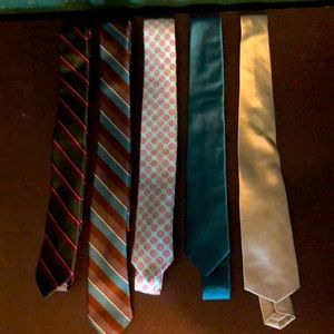 DESIGNER SKINNY TIE LOT 5 items green teal CO-OP JIL SANDER PRADA